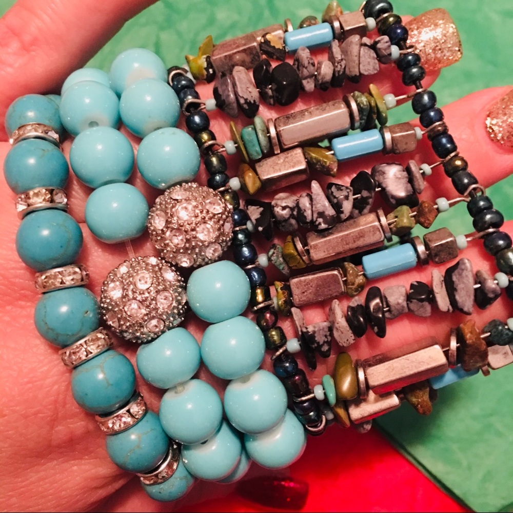 Turquoise Stretchy Bracelets (4)